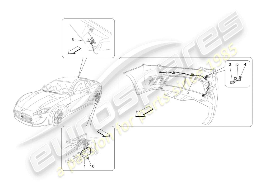 maserati granturismo mc stradale (2013) sensori di parcheggio diagramma delle parti