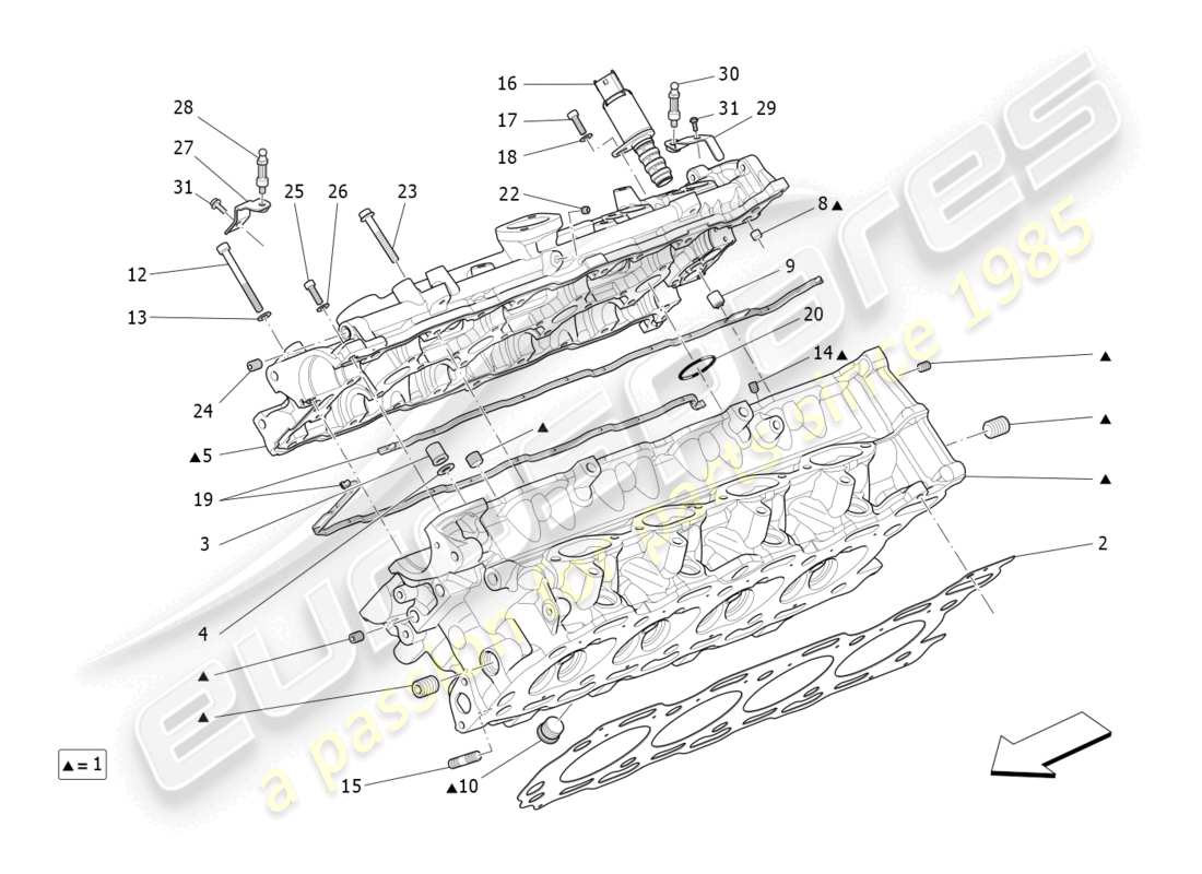 maserati levante gts (2020) schema delle parti della testata destra