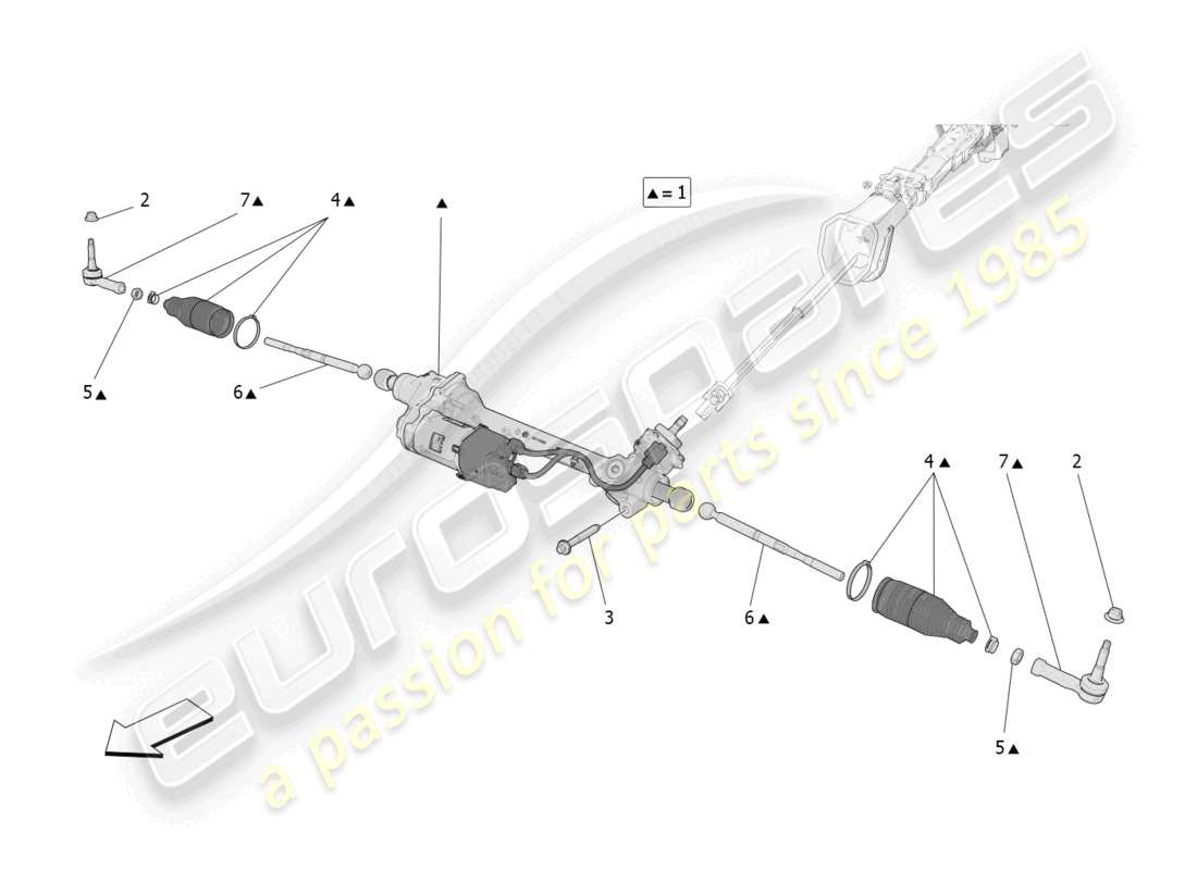 maserati grecale trofeo (2023) unità cremagliera sterzo completa diagramma delle parti