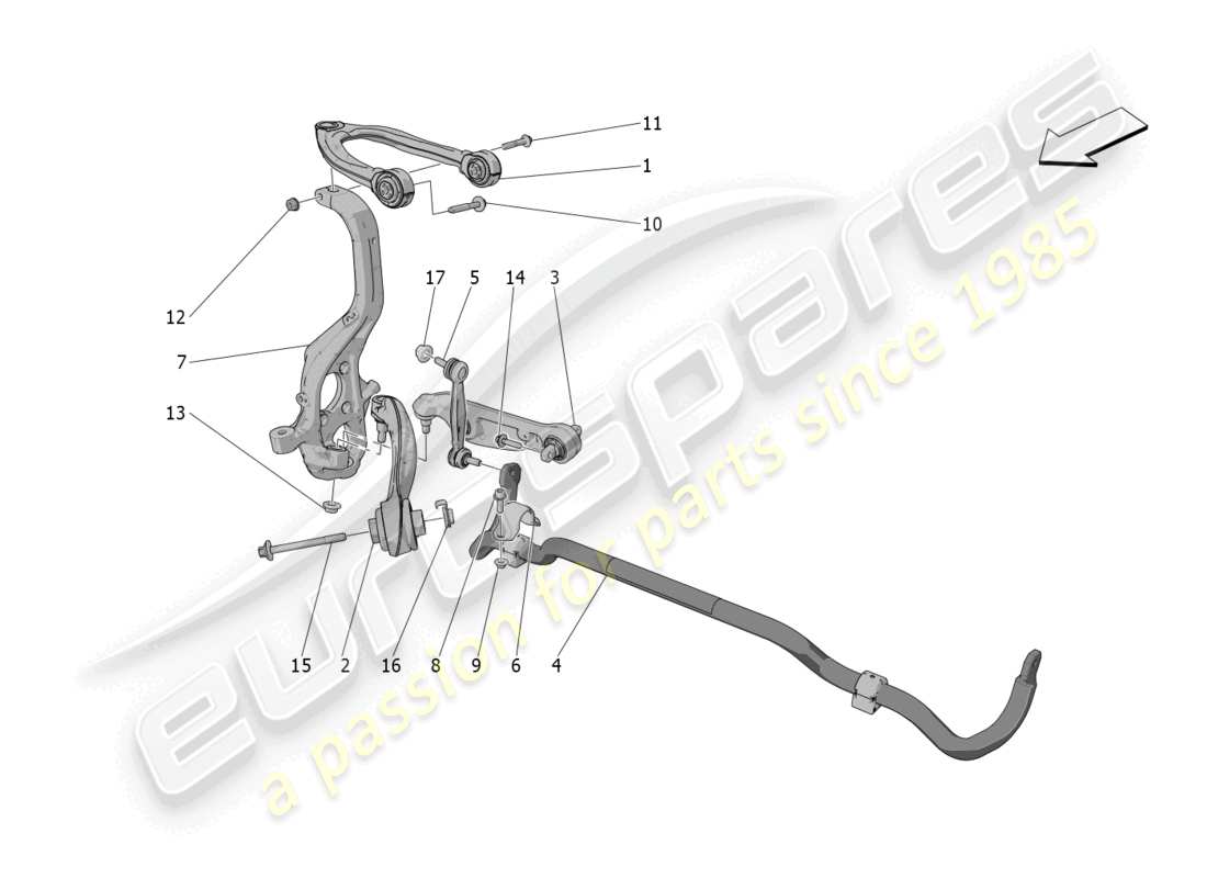 maserati grecale trofeo (2023) sospensioni anteriori diagramma delle parti