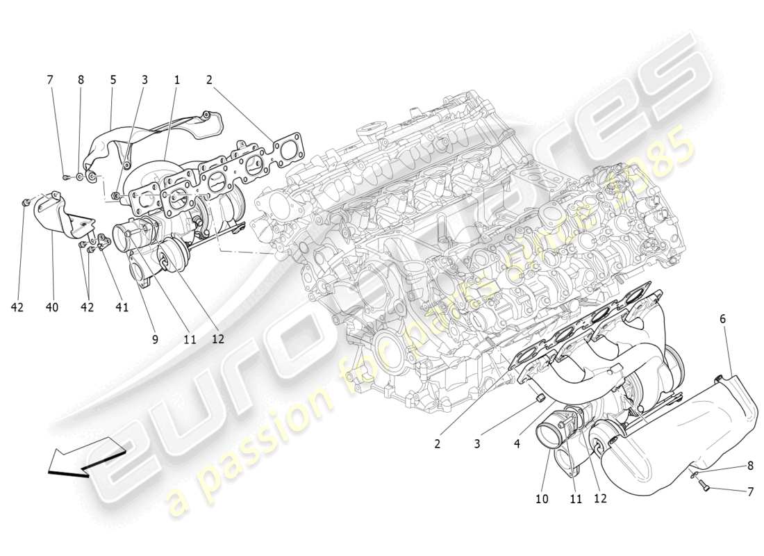 maserati levante gts (2020) sistema turbocompressore: schema particolare dell'attrezzatura