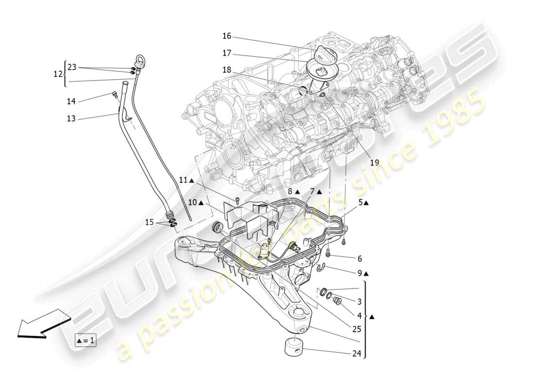 maserati levante modena s (2022) sistema di lubrificazione: diagramma delle parti del circuito e della raccolta