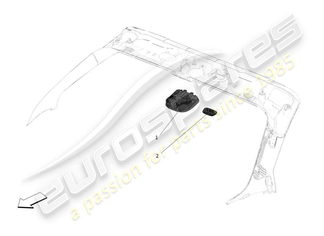 maserati mc20 cielo (2023) diagramma delle parti dei dispositivi interni del veicolo