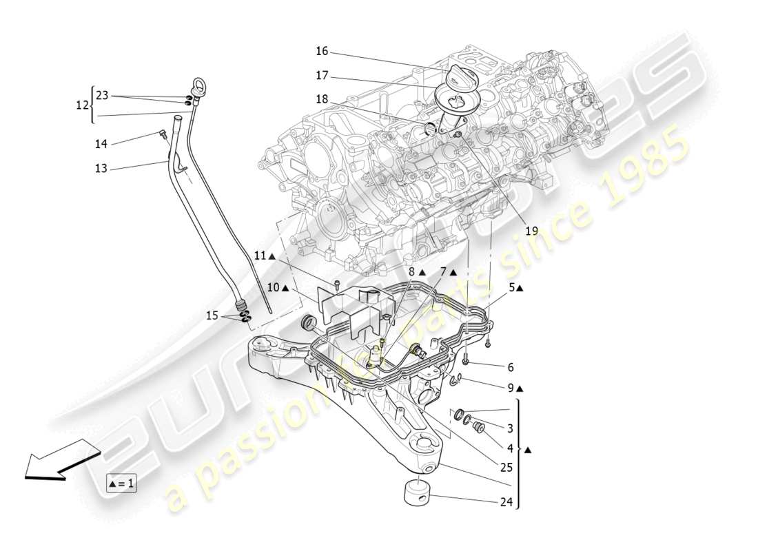 maserati levante gts (2020) sistema di lubrificazione: diagramma delle parti del circuito e della raccolta