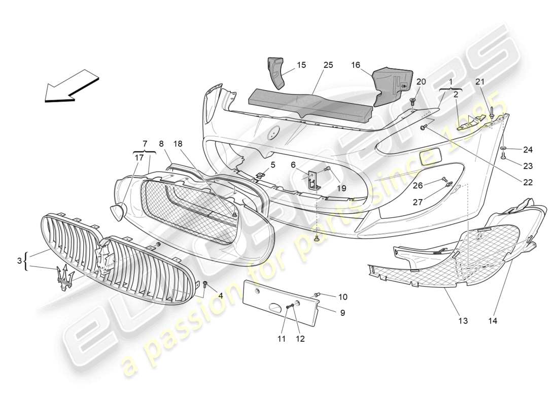 maserati grancabrio mc (2013) paraurti anteriore diagramma delle parti