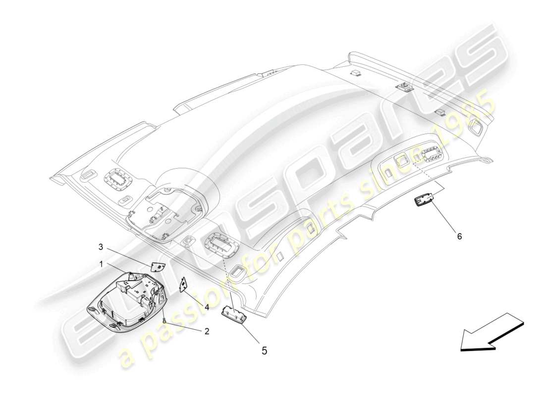 maserati levante gts (2020) diagramma delle parti dei dispositivi interni del veicolo