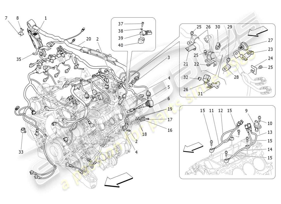 maserati levante gts (2020) controllo elettronico: diagramma delle parti di controllo dell'iniezione e della fasatura del motore