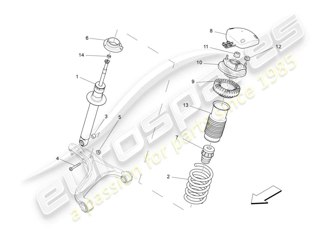 maserati ghibli (2014) dispositivi ammortizzatori anteriori diagramma delle parti
