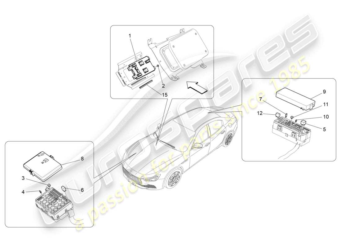 maserati ghibli (2015) rele', fusibili e scatole diagramma delle parti