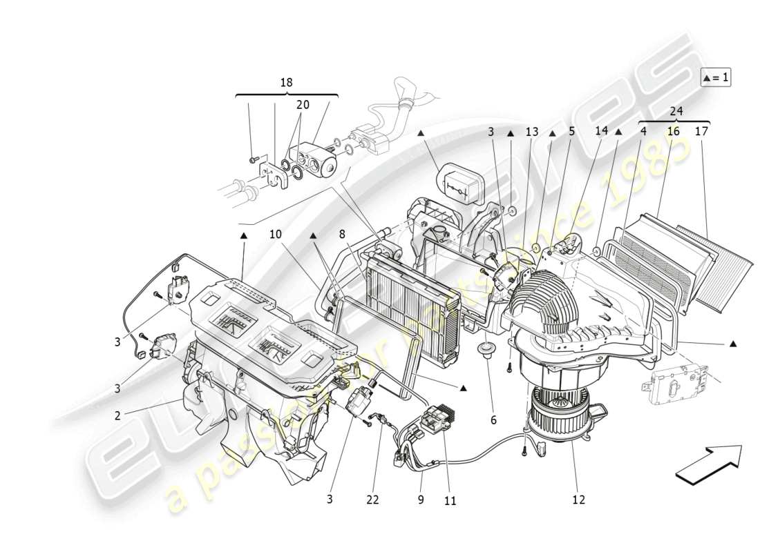 maserati ghibli (2015) unità a/c: dispositivi di cruscotto diagramma delle parti
