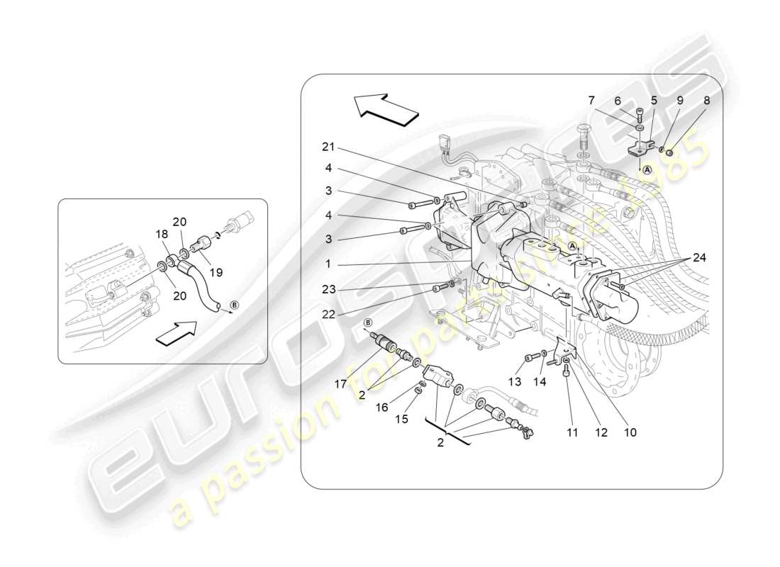 maserati granturismo mc stradale (2012) parti idrauliche di azionamento per il cambio f1 diagramma delle parti