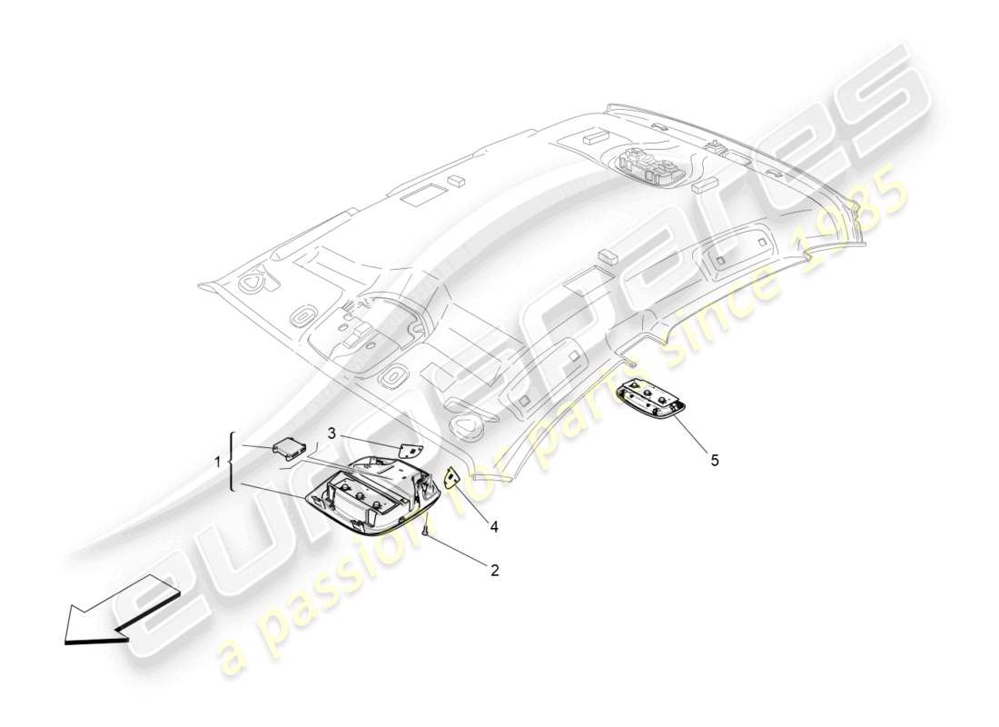 maserati ghibli (2014) diagramma delle parti dei dispositivi interni del veicolo