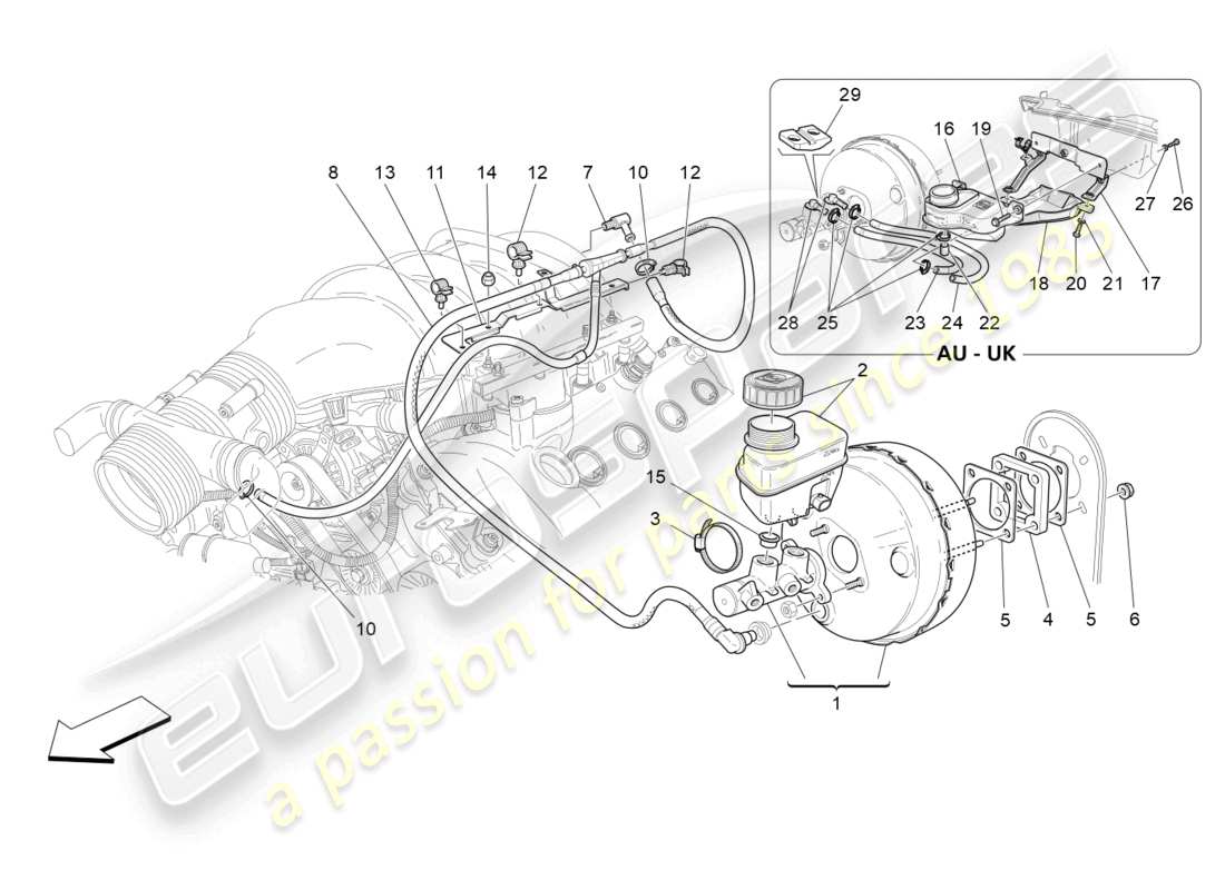 maserati granturismo mc stradale (2011) servofreno diagramma delle parti