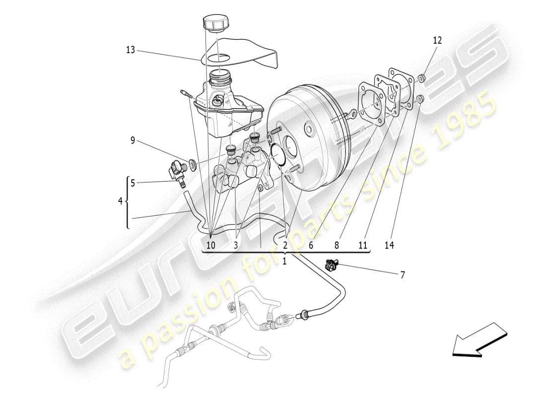 maserati ghibli (2020) servofreno diagramma delle parti