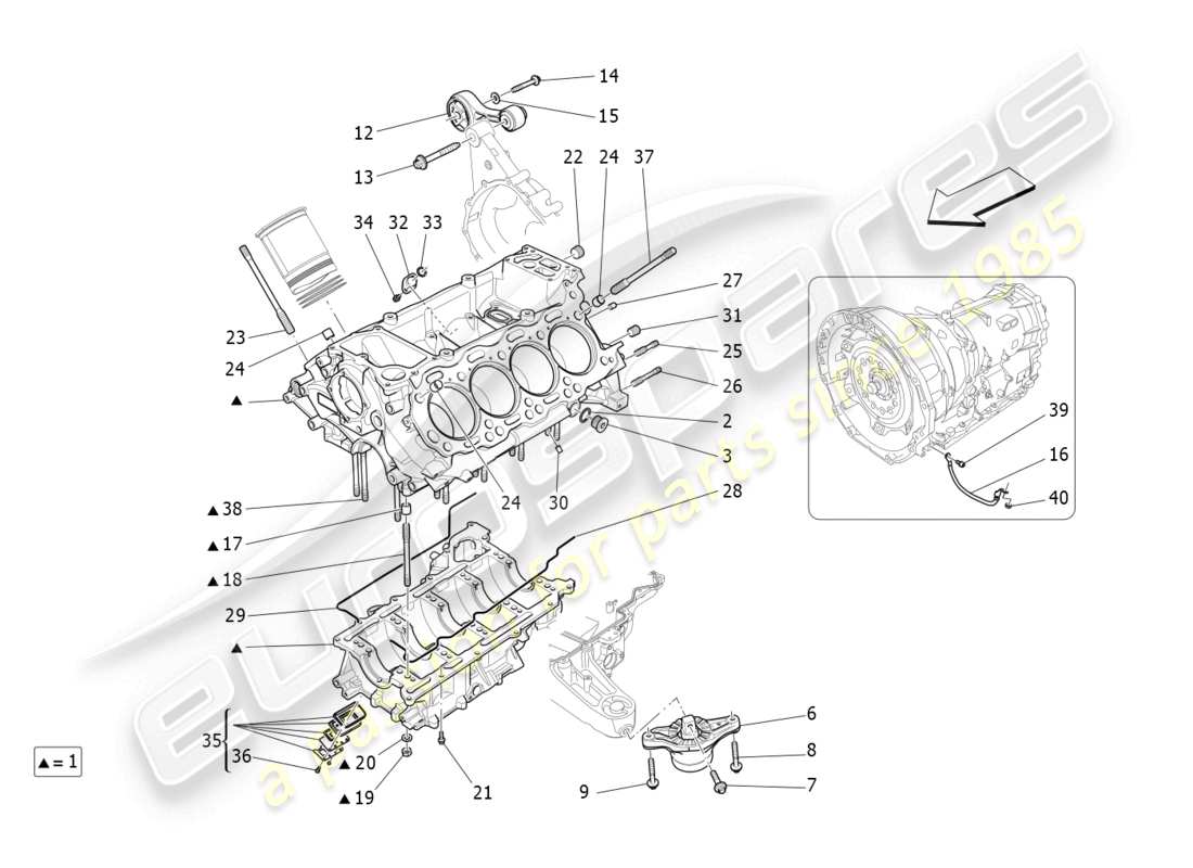 maserati levante gts (2020) schema delle parti del basamento