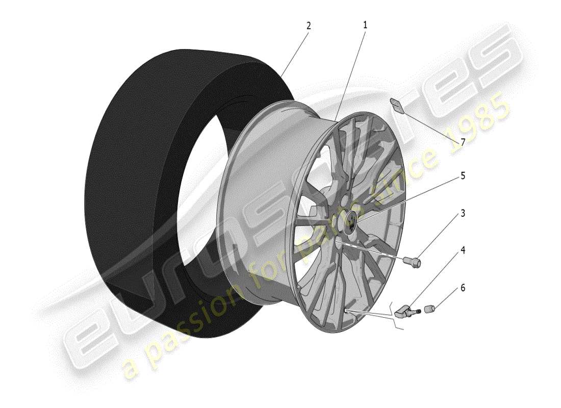 maserati grecale modena (2023) diagramma delle parti di ruote e pneumatici