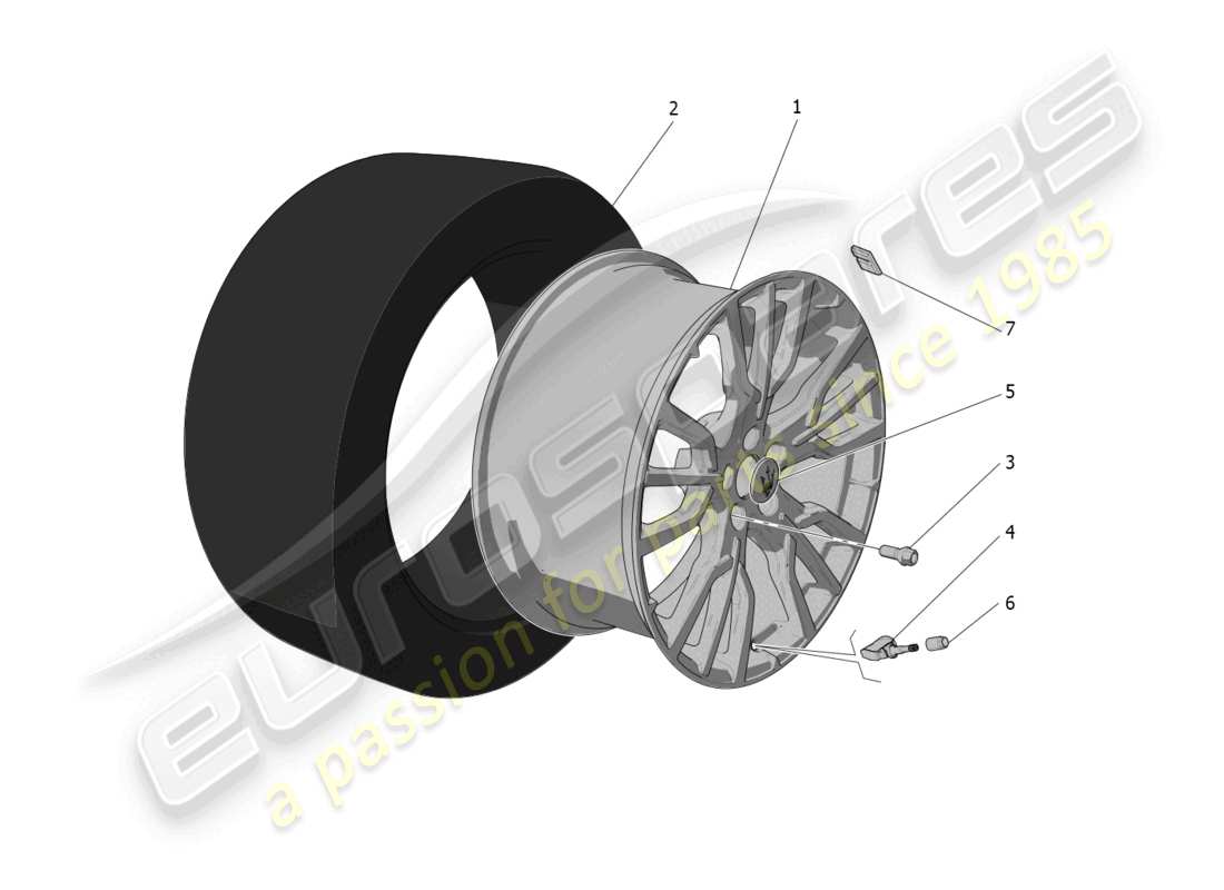 maserati grecale trofeo (2023) ruote e pneumatici diagramma delle parti
