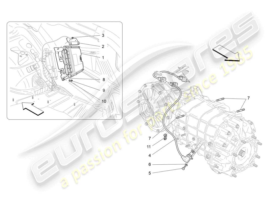 maserati granturismo mc stradale (2013) schema delle parti controllo elettronico (cambio).