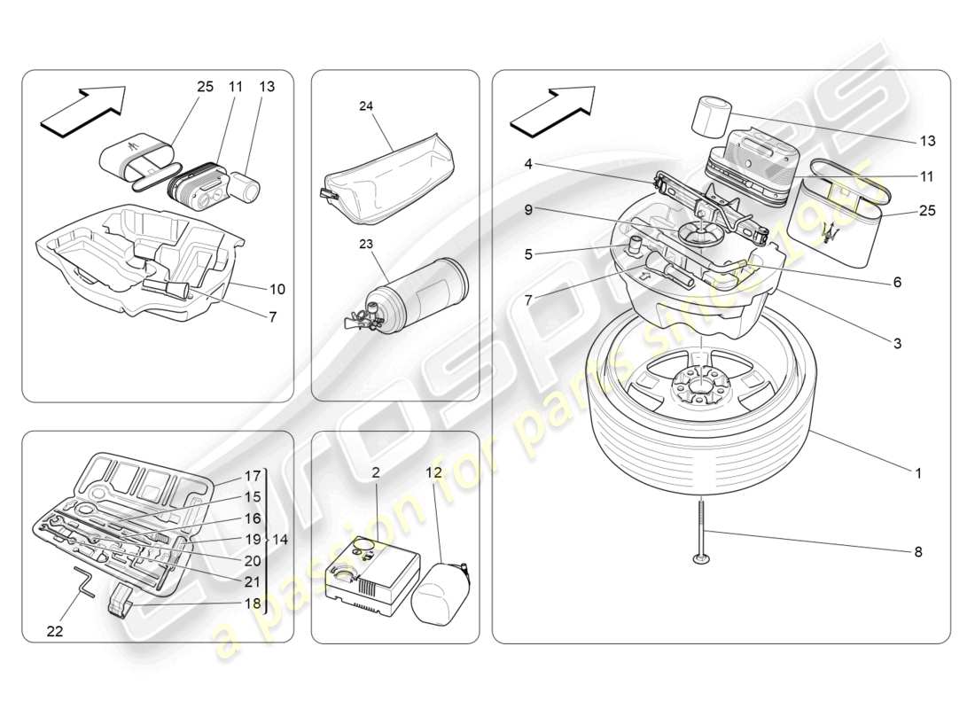 maserati ghibli (2014) fornitura standard schema delle parti