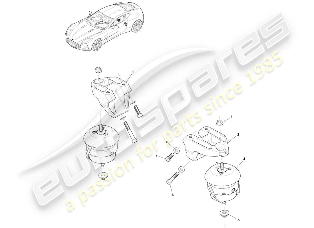 aston martin one-77 (2011) supporti di trasmissione diagramma delle parti