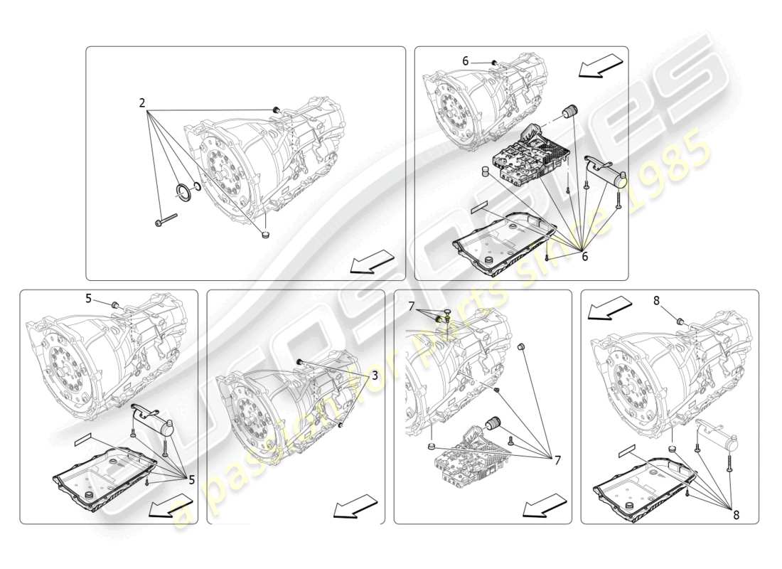 maserati levante gt (2022) diagramma delle parti degli alloggiamenti del cambio