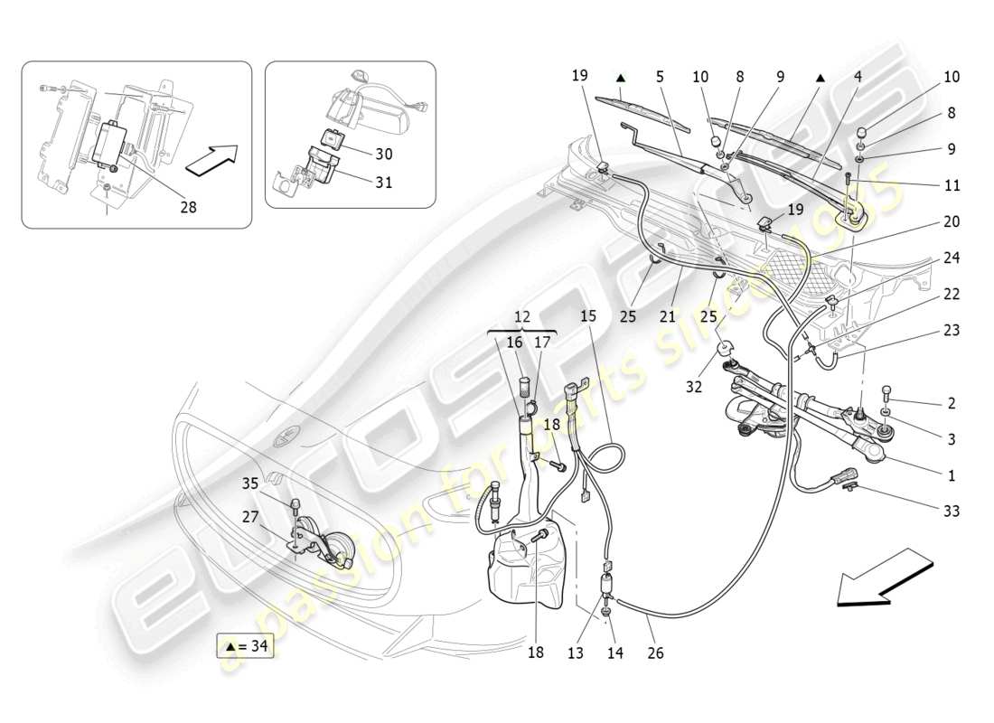maserati grancabrio mc (2013) diagramma delle parti dei dispositivi esterni del veicolo