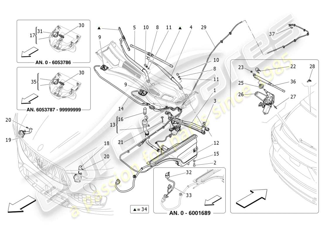 maserati levante gts (2020) diagramma delle parti dei dispositivi esterni del veicolo