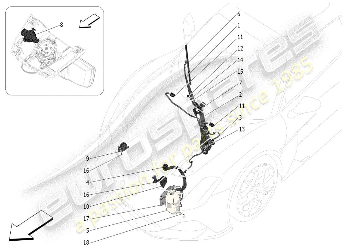 maserati mc20 (2024) dispositivi esterni al veicolo diagramma delle parti