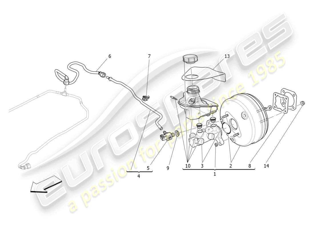 maserati quattroporte (2018) diagramma delle parti del servosistema freno