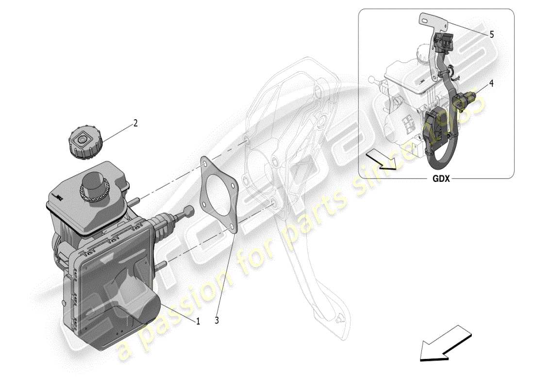 maserati grecale modena (2023) diagramma delle parti del servosistema freno