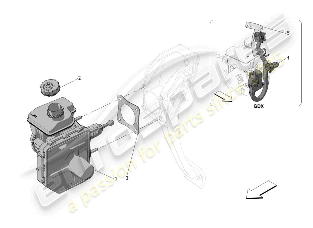 maserati grecale trofeo (2023) diagramma delle parti del servosistema freno