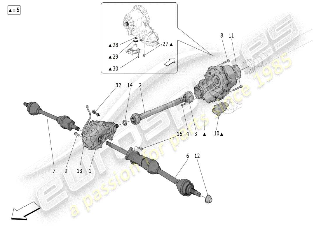 maserati grecale modena (2023) trasmissione sulle ruote anteriori diagramma delle parti