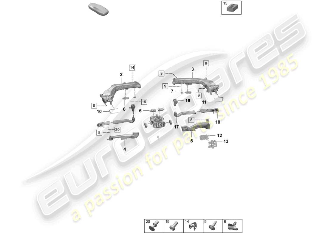 porsche 2025 (taycan 9j1-2) cruscotto guida aria diagramma delle parti