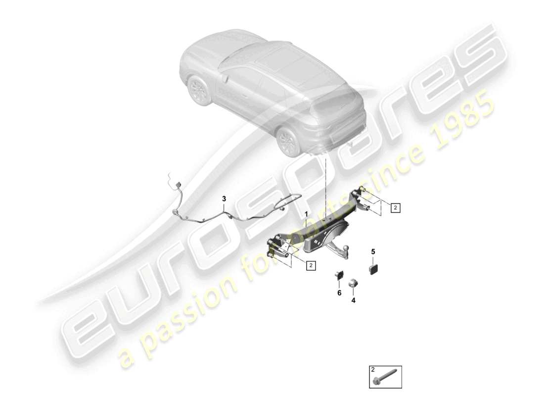 porsche 2021 (cayenne e3 9ya/9yb) gancio di traino diagramma delle parti