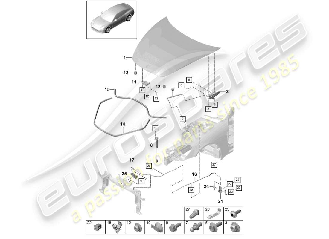 porsche 2021 (panamera 971-1) copertura anteriore diagramma delle parti