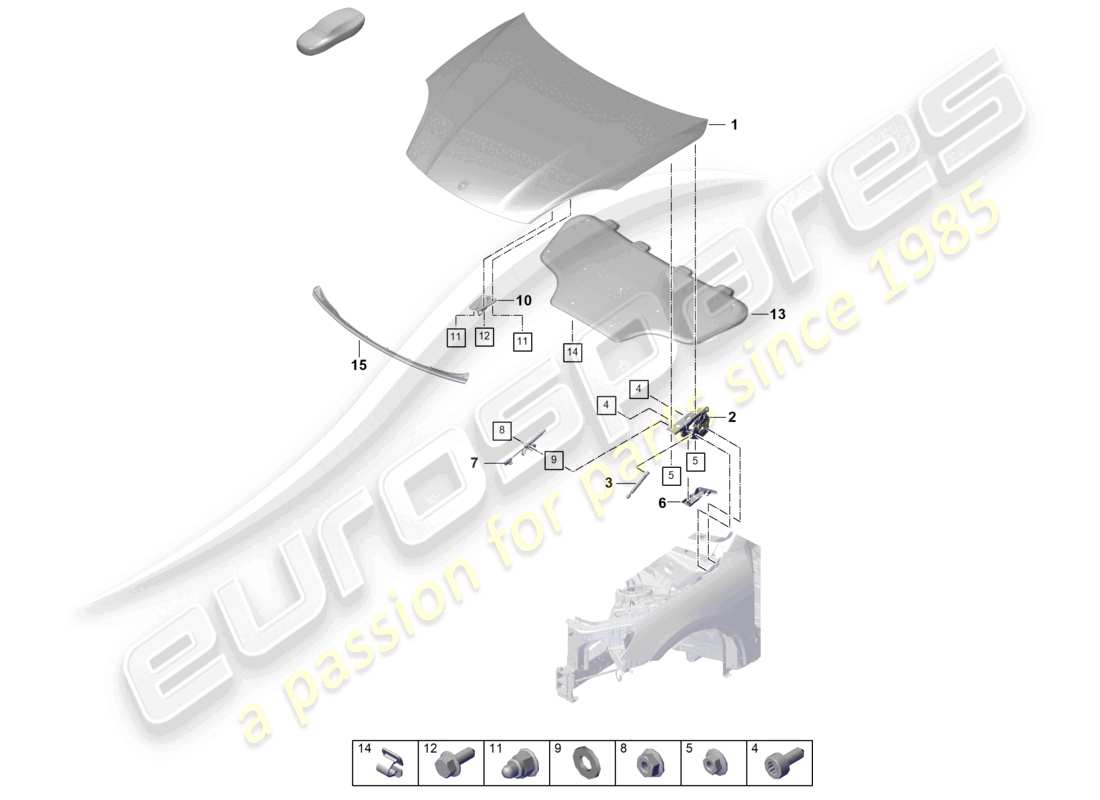 porsche 2023 (cayenne e3 pa) cofano diagramma delle parti
