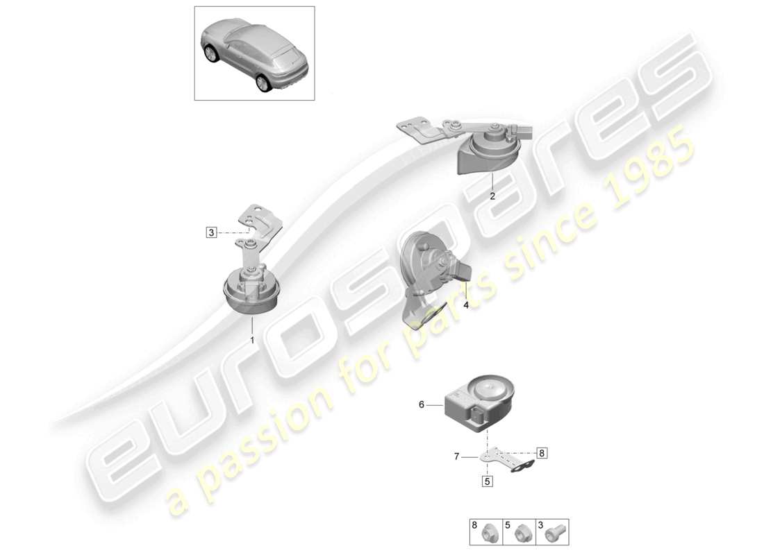 porsche 2021 (macan) fanfara segnale acustico sirena elettronica schema delle parti
