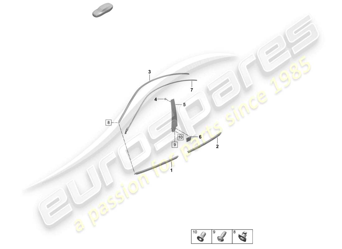 porsche 2025 (taycan 9j1-2) modanatura per porta anteriore e posteriore accessori diagramma delle parti