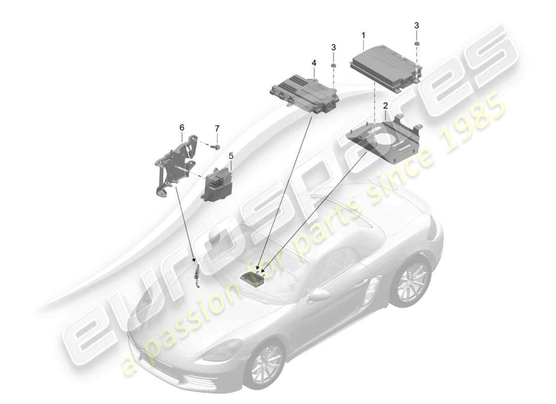 porsche 2022 (718 boxster) diagramma delle parti degli amplificatori