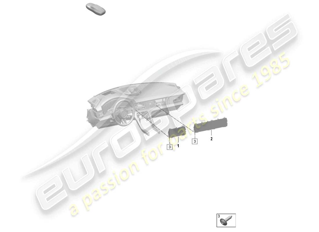 porsche 2025 (taycan 9j1-2) unità di visualizzazione e pannello di controllo con touchscreen diagramma delle parti