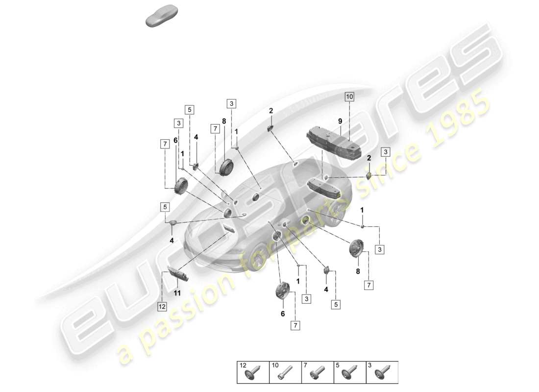 porsche 2025 (taycan 9j1-2) diagramma della parte premium dell'altoparlante