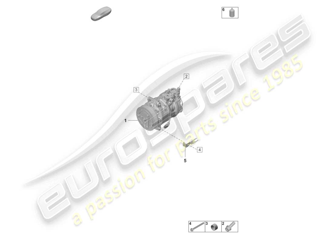 porsche 2021 (panamera 971-2) diagramma delle parti del refrigerante del compressore a/c r134a