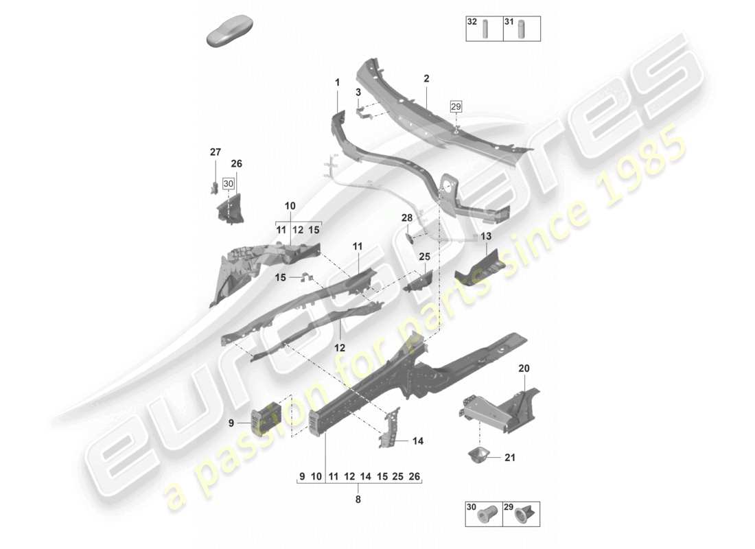 porsche 2021 (panamera 971-2) parte anteriore elemento laterale parti singole diagramma delle parti