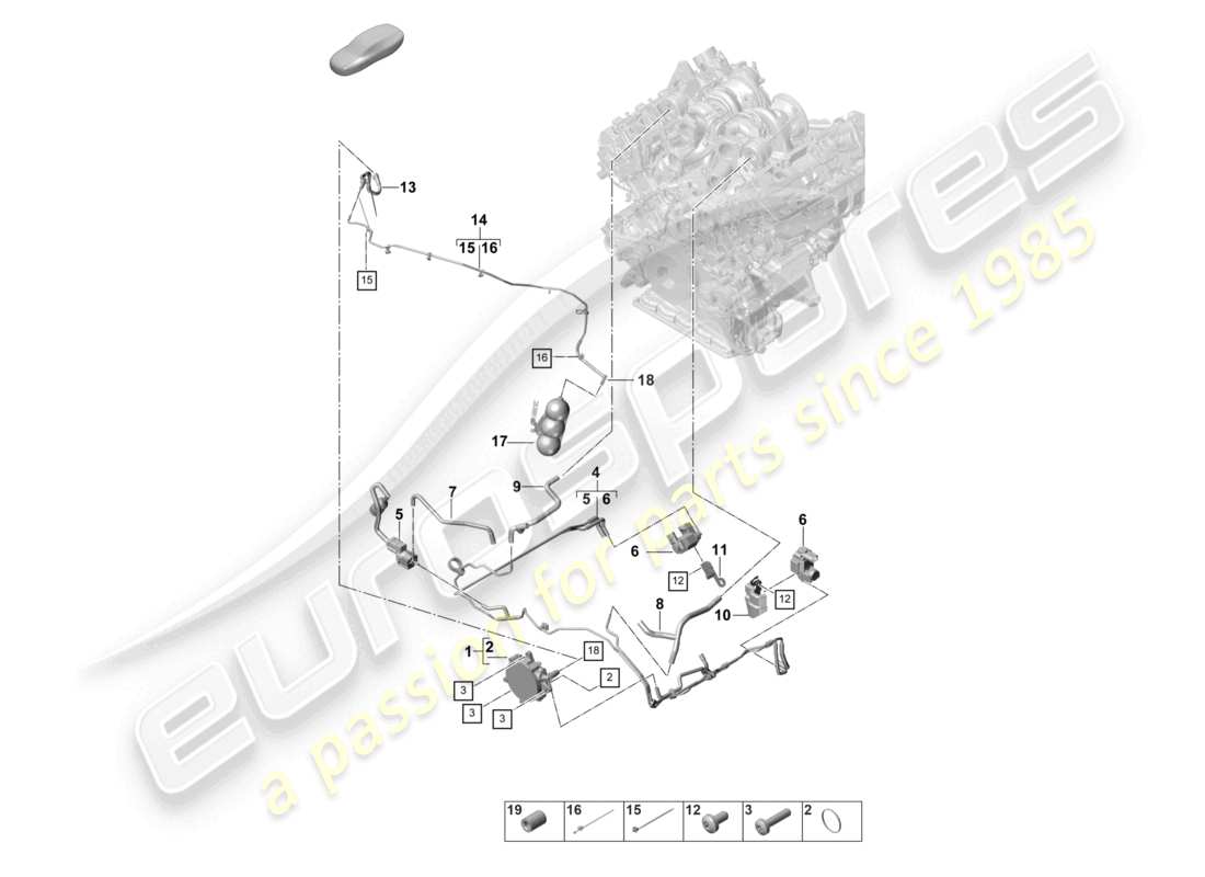 porsche 2021 (panamera 971-2) schema delle parti della pompa del vuoto del sistema del vuoto