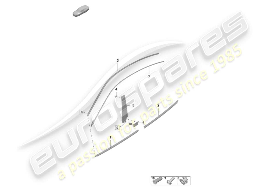 porsche 2020 (taycan 9j1-1) modanatura per porta anteriore e posteriore diagramma delle parti