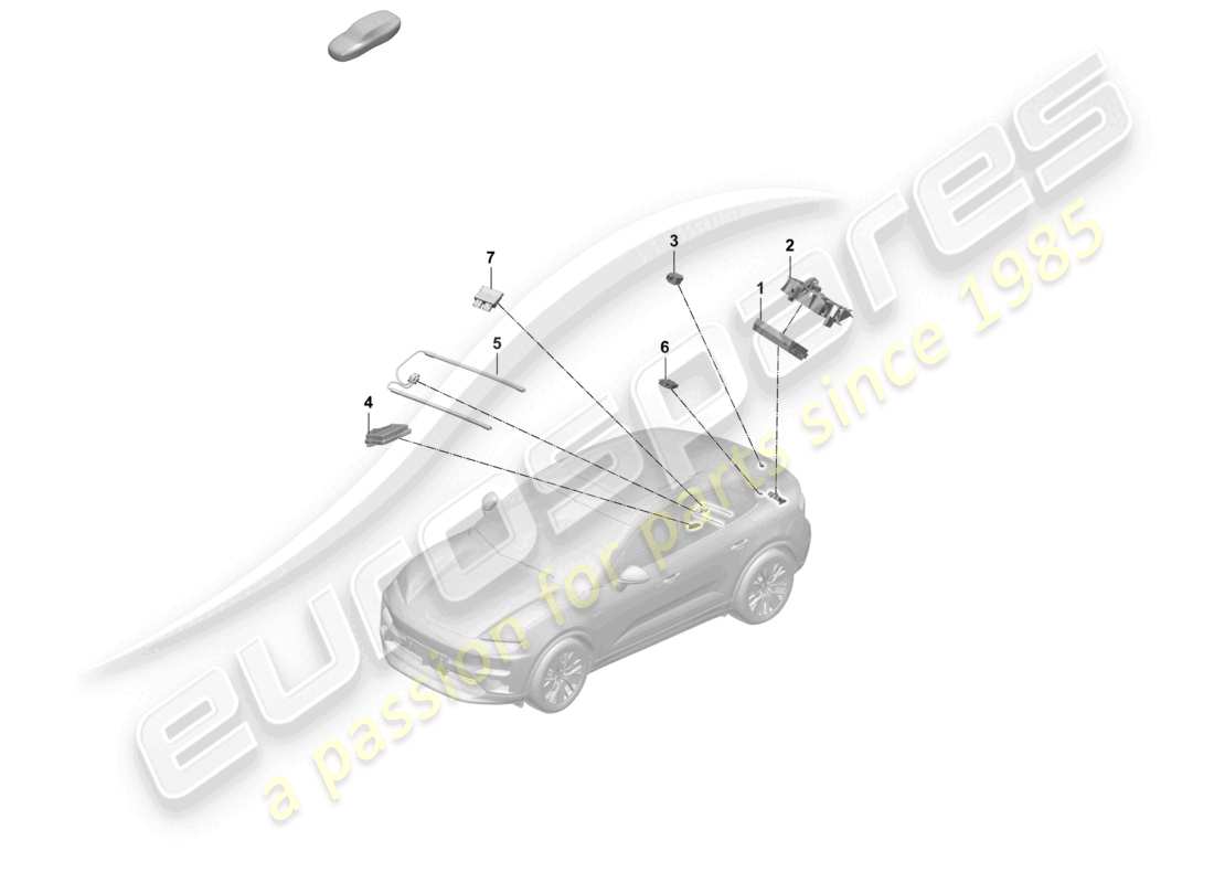 porsche 2025 (macan-e) unità di controllo telecamera ausilio al parcheggio gancio di traino diagramma delle parti