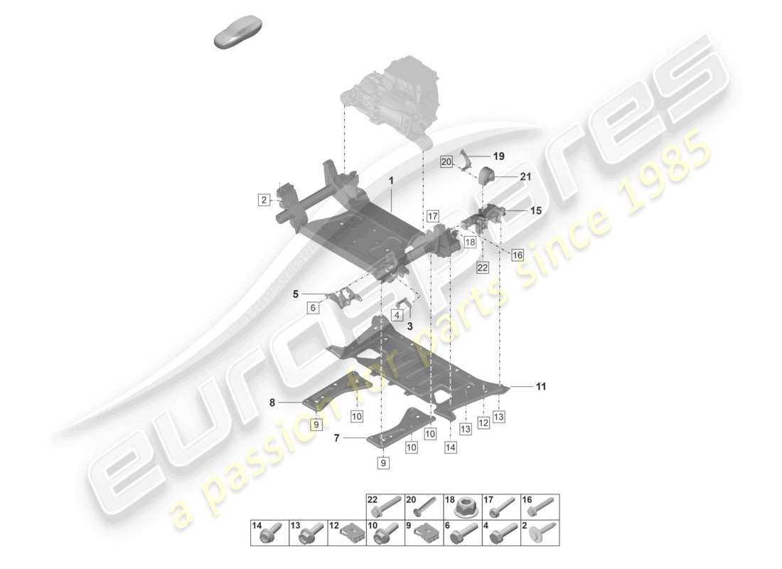 porsche 2020 (taycan 9j1-1) traversa telaio di supporto diagramma delle parti