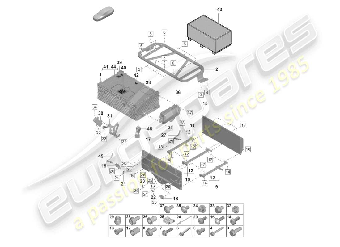 porsche 2021 (panamera 971-2) batteria per veicoli con trazione ibrida schema delle parti
