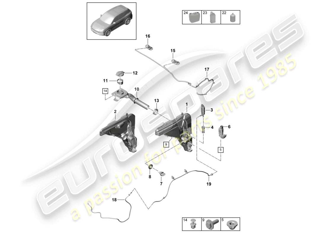 porsche 2023 (cayenne e3 9ya/9yb) schema delle parti rondella lavavetri