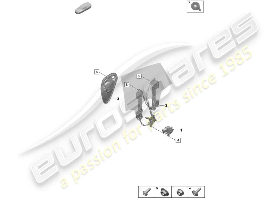 porsche 2025 (taycan 9j1-2) alzacristalli posteriore motore alzacristalli accessori diagramma delle parti